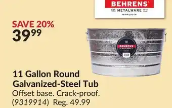 Princess Auto 11 Gallon Round Galvanized-Steel Tub offer