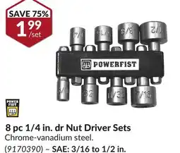 Princess Auto 8 pc 1/4 in. dr Nut Driver Sets offer