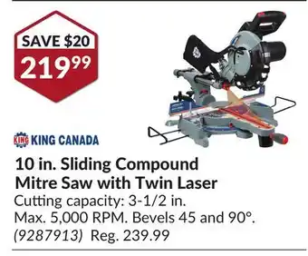 Princess Auto 10 in. Sliding Compound Mitre Saw with Twin Laser offer