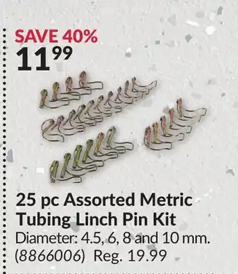 Princess Auto 25 pc Assorted Metric Tubing Linch Pin Kit offer