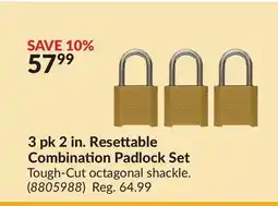 Princess Auto 3 pk 2 in. Resettable Combination Padlock Set offer