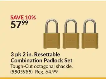 Princess Auto 3 pk 2 in. Resettable Combination Padlock Set offer