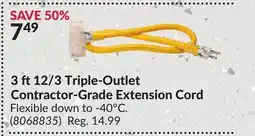 Princess Auto 3 ft12/3 Triple-Outlet Contractor-Grade Extension Cord offer