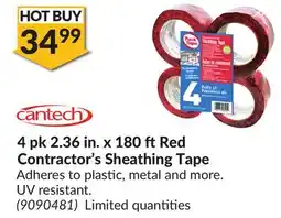 Princess Auto 4 pk 2.36 in. x 180 ftRed Contractor's Sheathing Tape offer