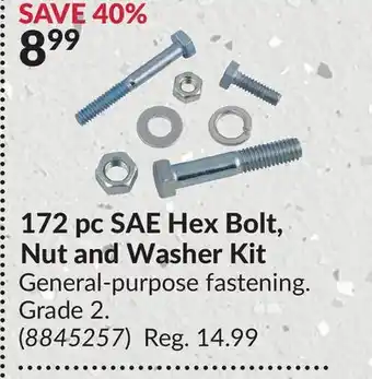 Princess Auto 172 pc SAE Hex Bolt, Nut and Washer Kit offer