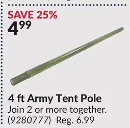 Princess Auto 4 ft Army Tent Pole offer