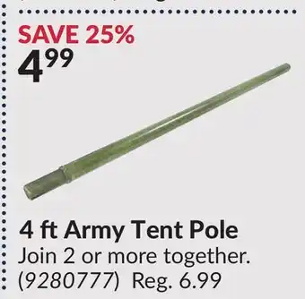 Princess Auto 4 ft Army Tent Pole offer
