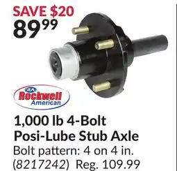 Princess Auto 1,000 lb 4-Bolt Posi-Lube Stub Axle offer