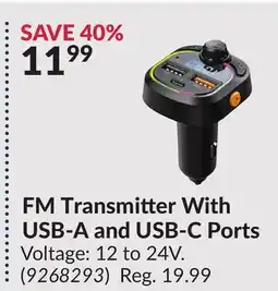 Princess Auto FM Transmitter With USB-A and USB-C Ports offer