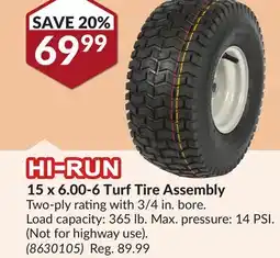 Princess Auto 15 x 6.00-6 Turf Tire Assembly offer