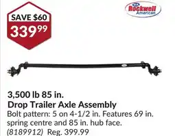 Princess Auto 3,500 lb 85 in. Drop Trailer Axle Assembly offer