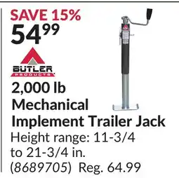 Princess Auto 2,000 lb Mechanical Implement Trailer Jack offer
