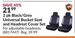 Princess Auto 2 pk Black/Grey Universal Bucket Seat and Headrest Cover Set offer