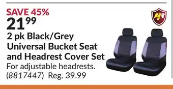 Princess Auto 2 pk Black/Grey Universal Bucket Seat and Headrest Cover Set offer