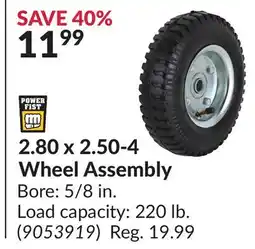 Princess Auto Power Fist 2.80 x 2.50-4 Wheel Assembly offer