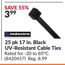 Princess Auto 25 pk 17 in. Black UV-Resistant Cable Ties offer