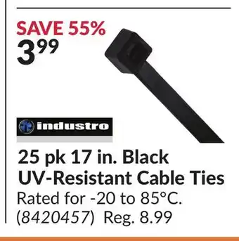Princess Auto 25 pk 17 in. Black UV-Resistant Cable Ties offer