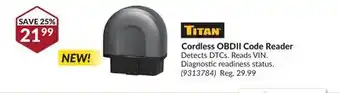 Princess Auto Cordless OBDII Code Reader offer