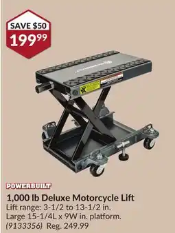 Princess Auto 1,000 lb Deluxe Motorcycle Li offer