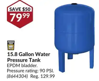Princess Auto 15.8 Gallon Water Pressure Tank offer
