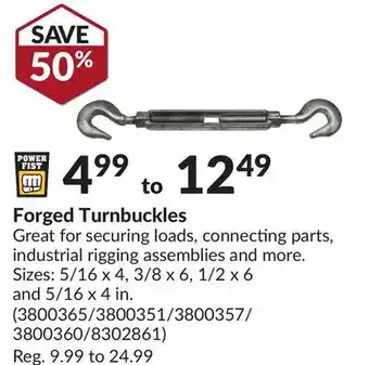 Princess Auto Forged Turnbuckles offer