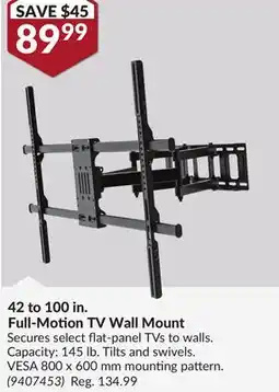 Princess Auto 42 to 100 in. Full-Motion TV Wall Mount offer