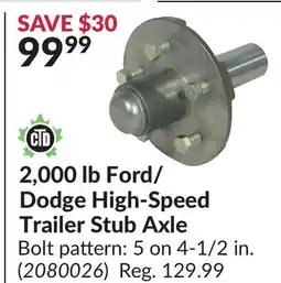 Princess Auto 2,000 lb Ford/ Dodge High-Speed Trailer Stub Axle offer