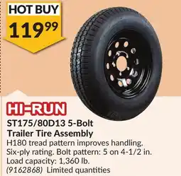 Princess Auto ST175/80D13 5-Bolt Trailer Tire Assembly offer
