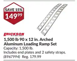 Princess Auto 1,500 lb 90 x 12 in. Arched Aluminum Loading Ramp Set offer