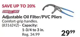 Princess Auto Adjustable Oil Filter/PVC Pliers offer