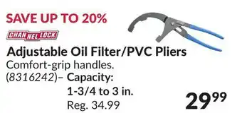Princess Auto Adjustable Oil Filter/PVC Pliers offer