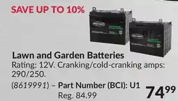 Princess Auto Lawn and Garden Batteries-Part Number (BCI): U1 offer