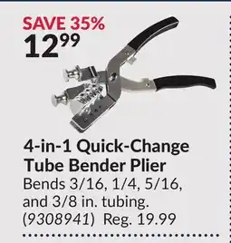 Princess Auto 4-in-1 Quick-Change Tube Bender Plier offer