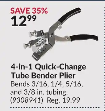 Princess Auto 4-in-1 Quick-Change Tube Bender Plier offer