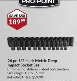 Princess Auto 26 pc 1/2 in. dr Metric Deep Impact Socket Set offer