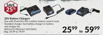 Princess Auto 20V Battery Chargers offer