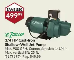Princess Auto 3/4 HP Cast-Iron Shallow-Well Jet Pump offer