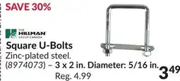Princess Auto Square U-Bolts Zinc-plated steel offer