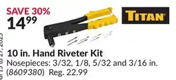 Princess Auto 10 in. Hand Riveter Kit offer