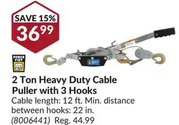 Princess Auto 2 Ton Heavy Duty Cable Puller with 3 Hooks offer