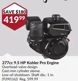 Princess Auto 277cc 9.5 HP Kohler Pro Engine offer