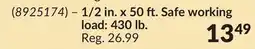 Princess Auto White Twisted Nylon Rope – 1/2 in. x 50 ft. Safe working load: 430 lb offer