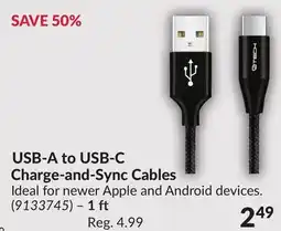 Princess Auto USB-A to USB-C Charge-and-Sync Cables, 1 ft offer