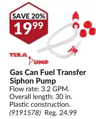 Princess Auto Gas Can Fuel Transfer Siphon Pump offer