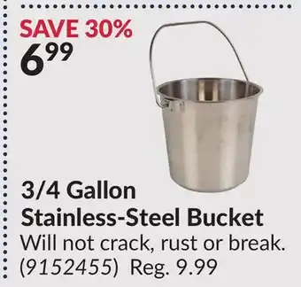 Princess Auto 3/4 Gallon Stainless-Steel Bucket offer