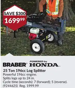 Princess Auto 25 Ton 196cc Log Splitter offer
