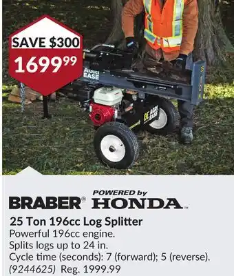 Princess Auto 25 Ton 196cc Log Splitter offer