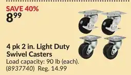 Princess Auto 4 pk 2 in. Light Duty Swivel Casters offer
