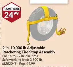 Princess Auto 2 in. 10,000 lb Adjustable Ratcheting Tire Strap Assembly offer