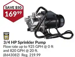 Princess Auto 3/4 HP Sprinkler Pump offer